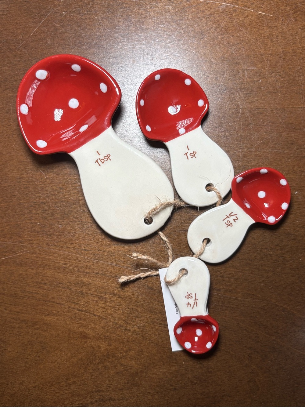 Red Polka Dot Ceramic Measuring Spoon Set